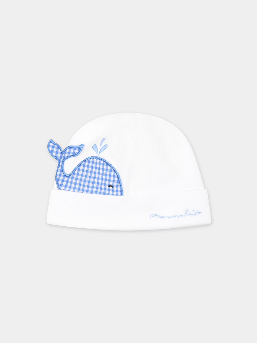 Cappello bianco per neonato con balena e logo